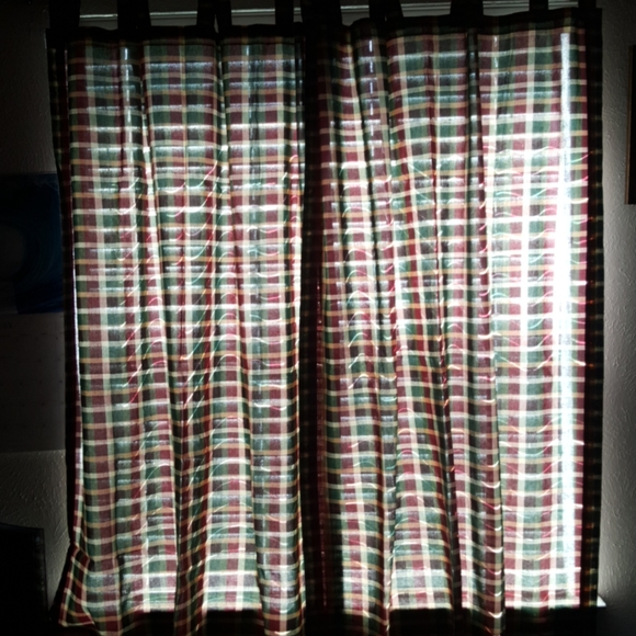 Plaid Tab top curtains (2) - Picture 4 of 5